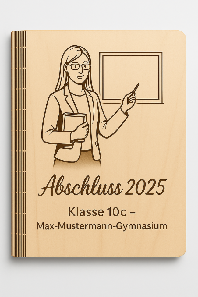 Elegante Holzmappe A4 mit Gravur – gelasert mit 4-Ring-Bindung