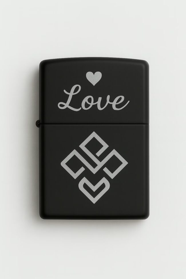 Exklusiv Benzinfeuerzeug -Schwarz mattes mit Gravur