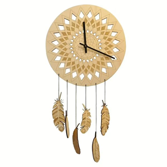Mandala-Uhr aus Holz – Spirituelle Wanduhr mit Lasergravur | Einzigartiges Design erleben