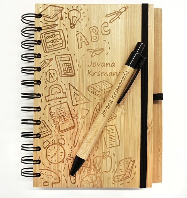 Notizblock-Bambus inkl. Gravur.