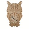 Uhr Eule aus graviertem Sperrholz – dekorative Holzuhr mit römischen Ziffern und detailreichem Naturdesign