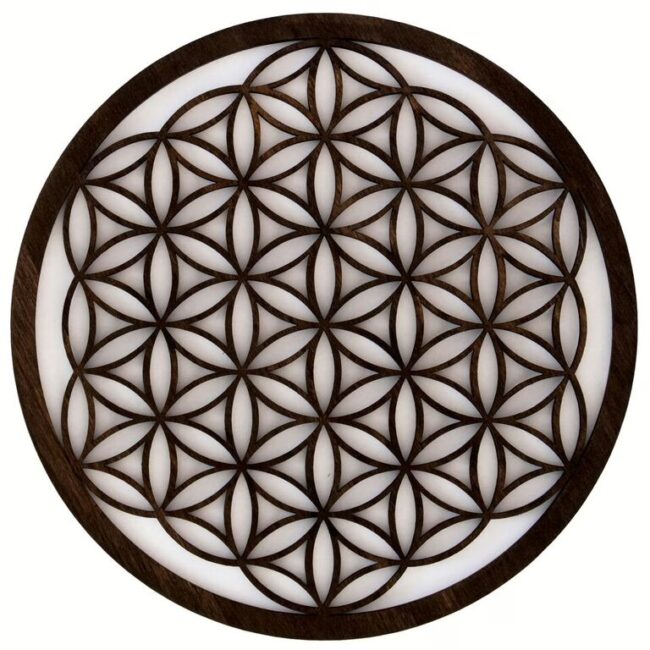 Edle Wanddekoration aus Holz mit Lebensblume & Lebensbaum