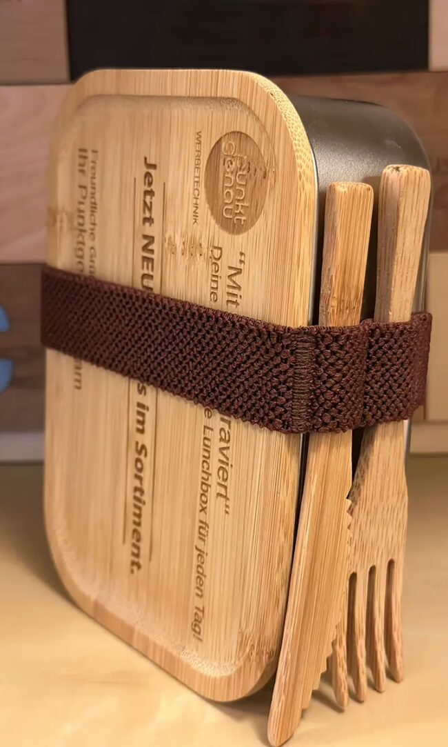 Personalisierte Jausenbox Bambus – nachhaltig & gravierbar