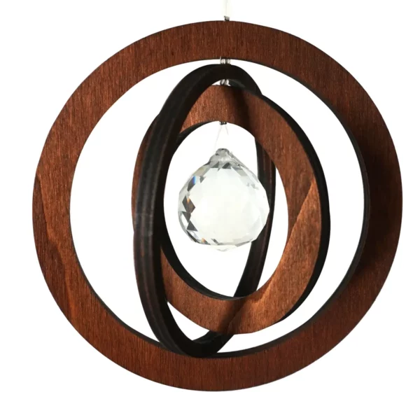 Windspiel aus Holz mit Glaskristall
