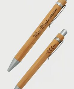 Exclusiv gelaserter Bambuskugelschreiber