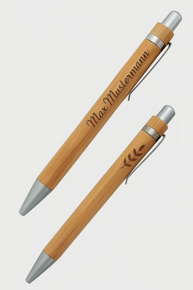 Exclusiv gelaserter Bambuskugelschreiber