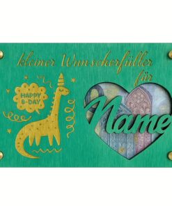 Personalisierter Geldgeschenk-Holzrahmen – Kleiner Wunscherfüller mit Namen
