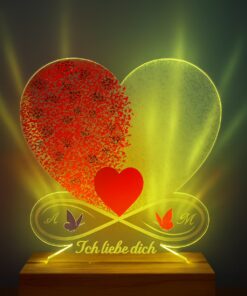 Einzigartige Acryl-Licht – Geschenk zum Geburtstag, Hochzeit oder Jahrestag –personalisiertes mit Namen & Motiv